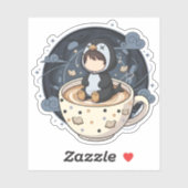 Pinguïn lezen met warme kop sticker (Vel)