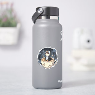 Pinguïn lezen met warme kop sticker
