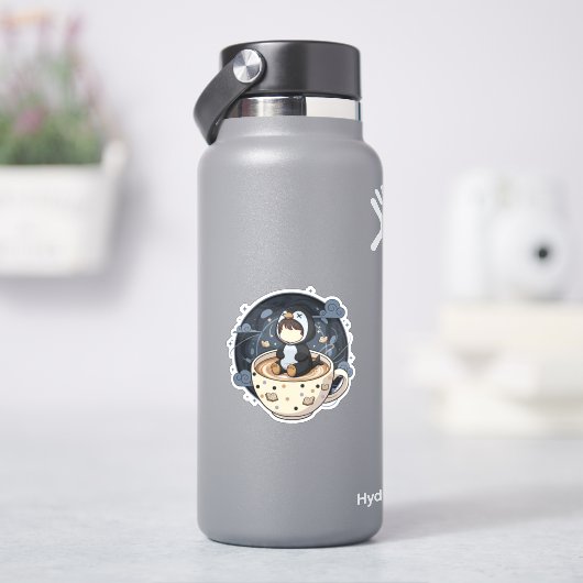 Pinguïn lezen met warme kop sticker (HydroFlask)