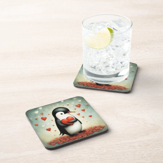 Pinguïn Liefde 1 Bier Onderzetter (Rechterzijde)