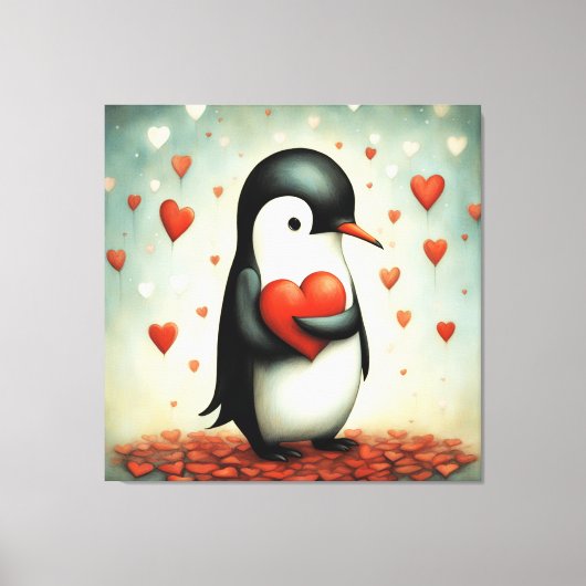 Pinguïn Liefde 1 Canvas Afdruk (Voorkant)