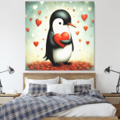 Pinguïn Liefde 1 Canvas Afdruk (Insitu (Slaapkamer))