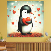 Pinguïn Liefde 1 Canvas Afdruk (Insitu (Woonkamer))