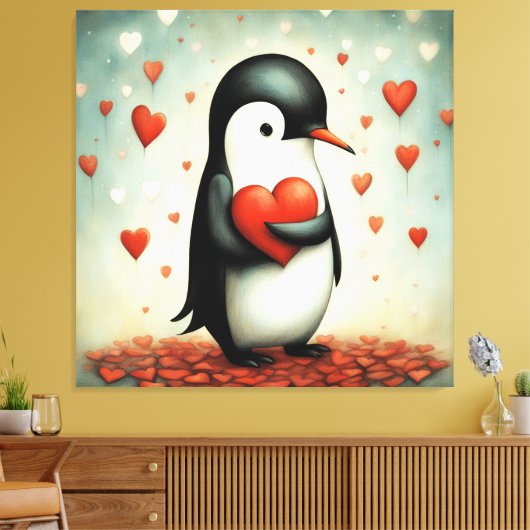 Pinguïn Liefde 1 Canvas Afdruk (Insitu (Woonkamer))