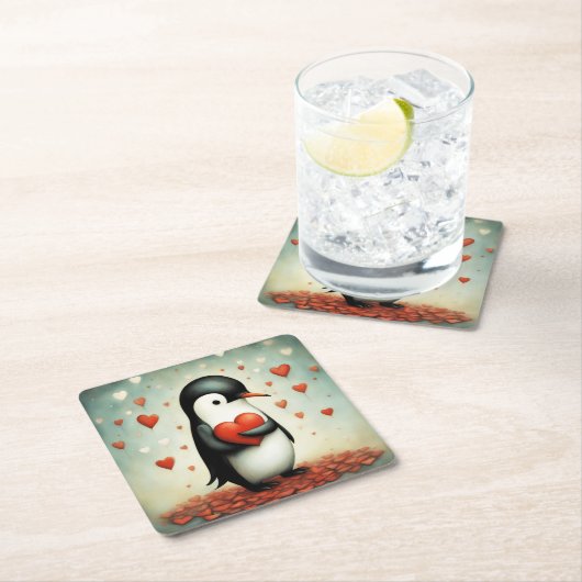 Pinguïn Liefde 1 Kartonnen Onderzetters (Insitu)