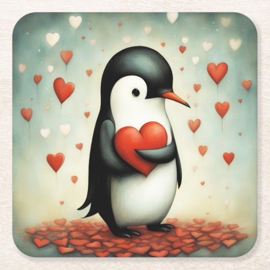 Pinguïn Liefde 1 Kartonnen Onderzetters (Voorkant)