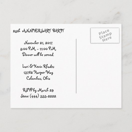 Pinguïn Liefde 25ste Verjaardag Postkaarten Uitnodiging Briefkaart (Achterkant)