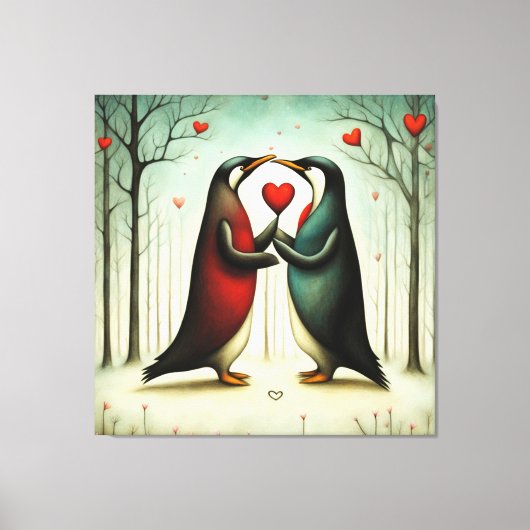 Pinguïn Liefde 2 Canvas Afdruk (Voorkant)