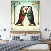 Pinguïn Liefde 2 Canvas Afdruk (Insitu (Slaapkamer))