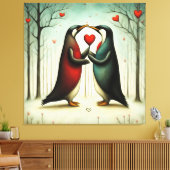 Pinguïn Liefde 2 Canvas Afdruk (Insitu (Woonkamer))