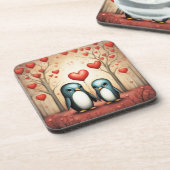 Pinguïn Liefde 3 Bier Onderzetter (Linkerzijde)