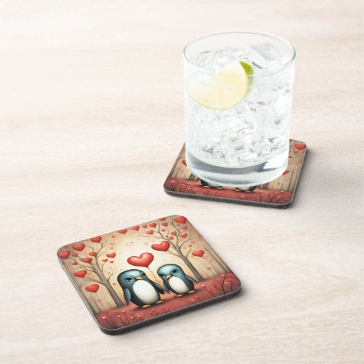 Pinguïn Liefde 3 Bier Onderzetter (Rechterzijde)