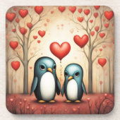 Pinguïn Liefde 3 Bier Onderzetter (Voorkant)