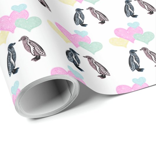 Pinguïn Liefde Chakra Hart Romantisch Mandala Cadeaupapier (Rol Hoek)