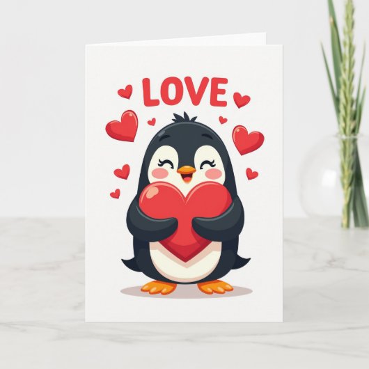 Pinguïn Liefde Hart Kaart (Voorkant)