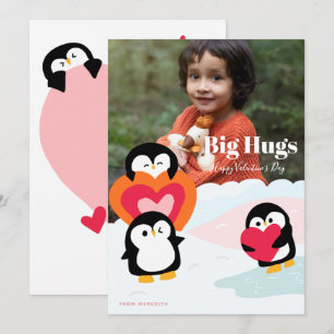 Pinguïn Liefde Knuffels Kinderen Foto Wenskaart Feestdagenkaart