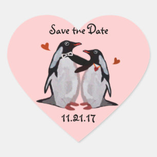 Pinguïn Liefde Save the Date Stickers