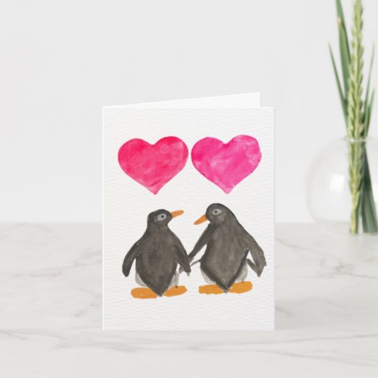 Pinguïn Liefde Valentijnsdag Kaart (Voorkant)