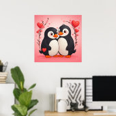 Pinguïn Liefde Valentijnsdag Poster (Thuiskantoor)