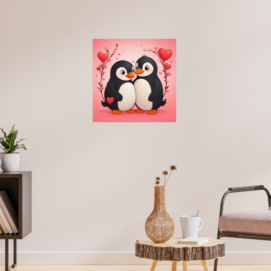 Pinguïn Liefde Valentijnsdag Poster (Woonkamer 3)