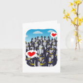 Pinguïn Liefde voor Valentijnsdag grappige valenti Kaart (Gele Bloem)