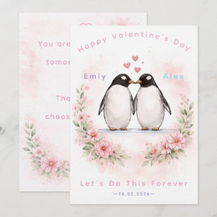Pinguïn Liefdekaart – Schattige Liefde & Valentijn Feestdagenkaart