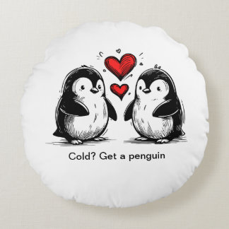 Pinguïn Liefdesparade Rond Kussen