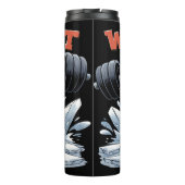 Pinguïn Lifting Gewichten Werken Het Thermosbeker (Achterkant)