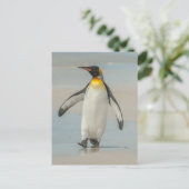 Pinguïn loopt op het strand briefkaart (Staand voorkant)