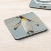 Pinguïn loopt op het strand drankjes onderzetter (Linkerzijde)