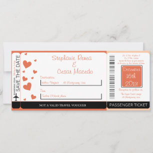 Pinguïn Love/Hear Boarding Pass Wedding Invitation Save The Date