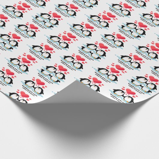 Pinguïn Love Pack Waddling elkaars harten! Cadeaupapier (Hoek)