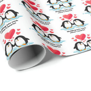 Pinguïn Love Pack Waddling elkaars harten! Cadeaupapier