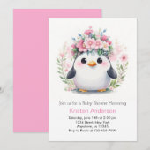 Pinguïn Lullaby Dreams: Meisje Baby shower Kaart (Voorkant / Achterkant)