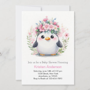Pinguïn Lullaby Dreams: Meisje Baby shower Kaart