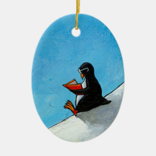 Pinguïn maakt leuke vogels leuk in een glazen lee keramisch ornament