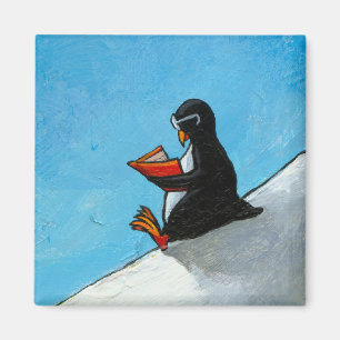 Pinguïn maakt leuke vogels leuk in een glazen lee magneet