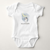 Pinguïn Maan Aquarel Baby Body Romper (Voorkant)