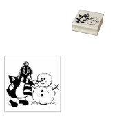 Pinguïn Making Sneeuwman Kerstmis Rubber Art Stamp Rubberstempel (Gestempeld)