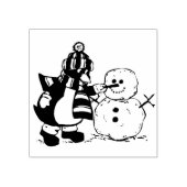 Pinguïn Making Sneeuwman Kerstmis Rubber Art Stamp Rubberstempel (Afrduk)