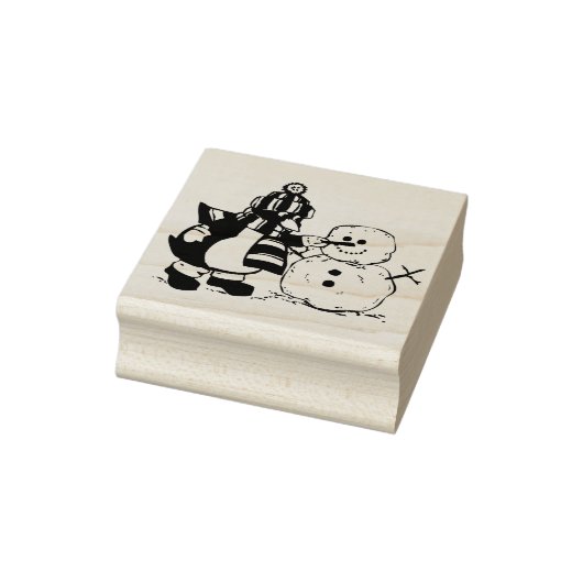 Pinguïn Making Sneeuwman Kerstmis Rubber Art Stamp Rubberstempel (Stempel)