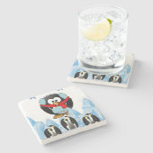 Pinguïn Marmer Stenen Onderzetter Kerstmis (Zijkant)