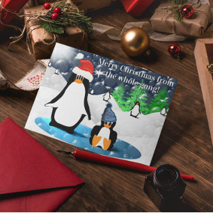 Pinguïn Merry Kerstmis van de hele gang! Feestdagen Kaart