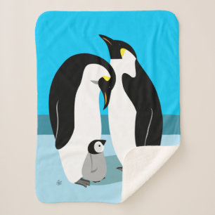Pinguïn met baby Pinguïn ontwerp Sherpa Deken
