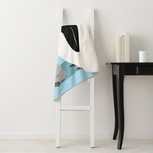 Pinguïn met baby Pinguïn ontwerp Sherpa Deken (In situ)