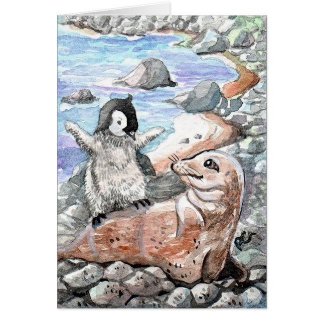 Pinguïn met Baby-zegel (Voorkant)