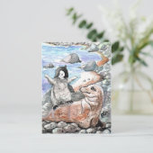 Pinguïn met Baby-zegel Briefkaart (Staand voorkant)