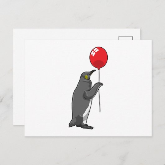 Pinguïn met ballon briefkaart (Voorkant / Achterkant)