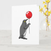 Pinguïn met ballon kaart (Gele Bloem)