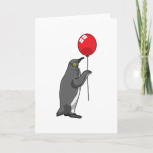 Pinguïn met ballon kaart